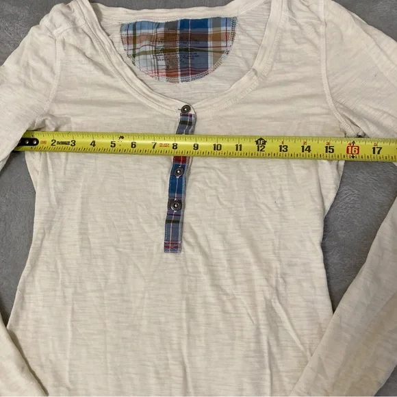 Patagonia White and Tan Long Sleeve Buttoned T-Shirt Organic Cotton Size S - Picture 11 of 14